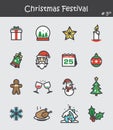 Christmas festival icon set 5 . Flat colour design