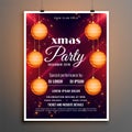 Christmas festival party flyer template with hanging balls