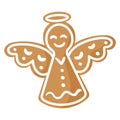 Christmas festive angel gingerbread cookie covered by white icing Royalty Free Stock Photo