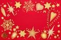 Christmas Festive Background Border on Red Royalty Free Stock Photo