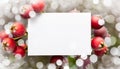 Christmas festive beautiful background with white blank card in the middle for copy space