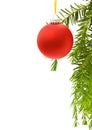 Christmas festive border with red bauble Royalty Free Stock Photo