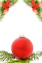 Christmas festive border with red bauble Royalty Free Stock Photo