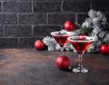 Christmas festive cocktail red martini Royalty Free Stock Photo