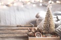 Christmas festive decor still life on wooden background