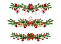 Christmas festive decoration garlands set.