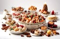 Christmas festive dish assortment on a white background