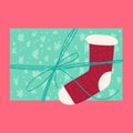 Christmas festive present from above flat vector illustration Royalty Free Stock Photo