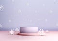 Christmas Festive Purple Pink 3D Podium Display Product Mockup Vector Illustration