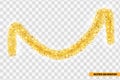 Christmas festive traditional decorations golden lush tinsel. Xmas Detailed wide ribbon garland . Holiday realistic decor Royalty Free Stock Photo