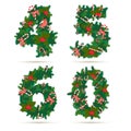 Christmas festive wreath numbers: 4, 5, 6, 0.