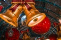 Christmas Festivity Ornaments and Golden Bells Exhibit in London Town Royalty Free Stock Photo