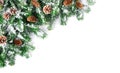 Christmas Fir Branches with Snow Corner - Isolated Royalty Free Stock Photo