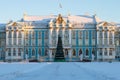 Christmas fir-tree in the background of the Catherine Palace in the winter. Tsarskoye Selo, Russia Royalty Free Stock Photo