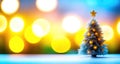 Christmas fir tree on a blurred lights bokeh background.Winter holidays festive, Merry Christmas,Happy New Year greeting card Royalty Free Stock Photo