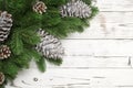 Christmas Fir tree branches and pine cones background Royalty Free Stock Photo