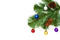 Christmas fir-tree with cones and New Year's toys Royalty Free Stock Photo