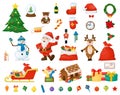 Merry christmas holiday vector elements. New year holidays. Vector christmas illustration of santa claus. Royalty Free Stock Photo