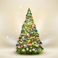 Christmas fir tree on elegant beige. EPS 10