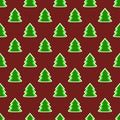 Christmas fir tree green dark red art seamless pattern