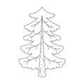Christmas fir tree in hand drawn doodle style. Vector illustration isolated on a white background. Royalty Free Stock Photo