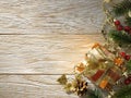 Christmas fir tree on wood texture. background old panels Royalty Free Stock Photo