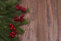 Christmas fir tree on wooden background Royalty Free Stock Photo