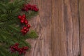 Christmas fir tree on wooden background Royalty Free Stock Photo