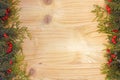 Christmas fir tree on wooden background