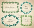 Christmas fir wreath frames set - round, oval, square and rectangular shape Royalty Free Stock Photo