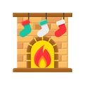 Christmas fireplace, Christmas day related flat icon Royalty Free Stock Photo
