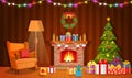Christmas fireplace room interior