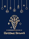 Christmas firework celebration icon with christmas ornament elements hanging