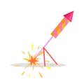 Christmas Firework Rocket Isolated Icon on Stand Royalty Free Stock Photo