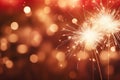 christmas fireworks background with blurred lights,