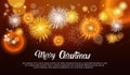 Christmas Fireworks Bursting And Sparkling Against Night Background Happy New Year Banner Royalty Free Stock Photo