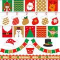 Christmas flags and cute characters.decoration set.