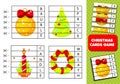 Christmas flash cards. Words and vocabulary educational children game. Material for kids and toddlers for New Year holidays