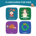 Printable Christmas flashcards for toddlers. Introducing Christmas items to children