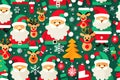 Christmas flat design ornaments elements on background. Christmas tree ai generated