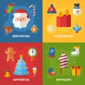 Christmas flat greeting cards and banners Santa, deer, xmas tree Royalty Free Stock Photo