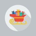 Christmas Flat Icon. Santa sledge Royalty Free Stock Photo