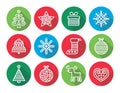 Christmas flat icons icons - Xmas tree, present, reindeer Royalty Free Stock Photo