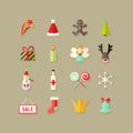 Christmas Flat Icons Set 3 Royalty Free Stock Photo