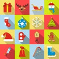 16 christmas flat icons set Royalty Free Stock Photo