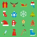 16 christmas flat icons set Royalty Free Stock Photo
