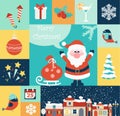 Christmas flat icons set. Royalty Free Stock Photo