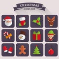 Christmas flat icons. Vector set. Royalty Free Stock Photo