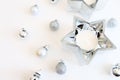 Christmas Image Silver Ornaments and Silver Star Candle Decoration