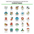 Christmas Flat Line Icon Set - Business Concept Icons Design Royalty Free Stock Photo